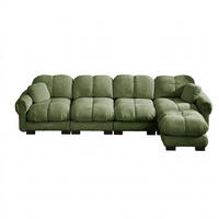 ECKSOFA 330/149/90 cm Grün Cord mit mobiler Ottomane und 2 kleinen Dekokissen - Grün, Textil (330/149cm) - Oxeza