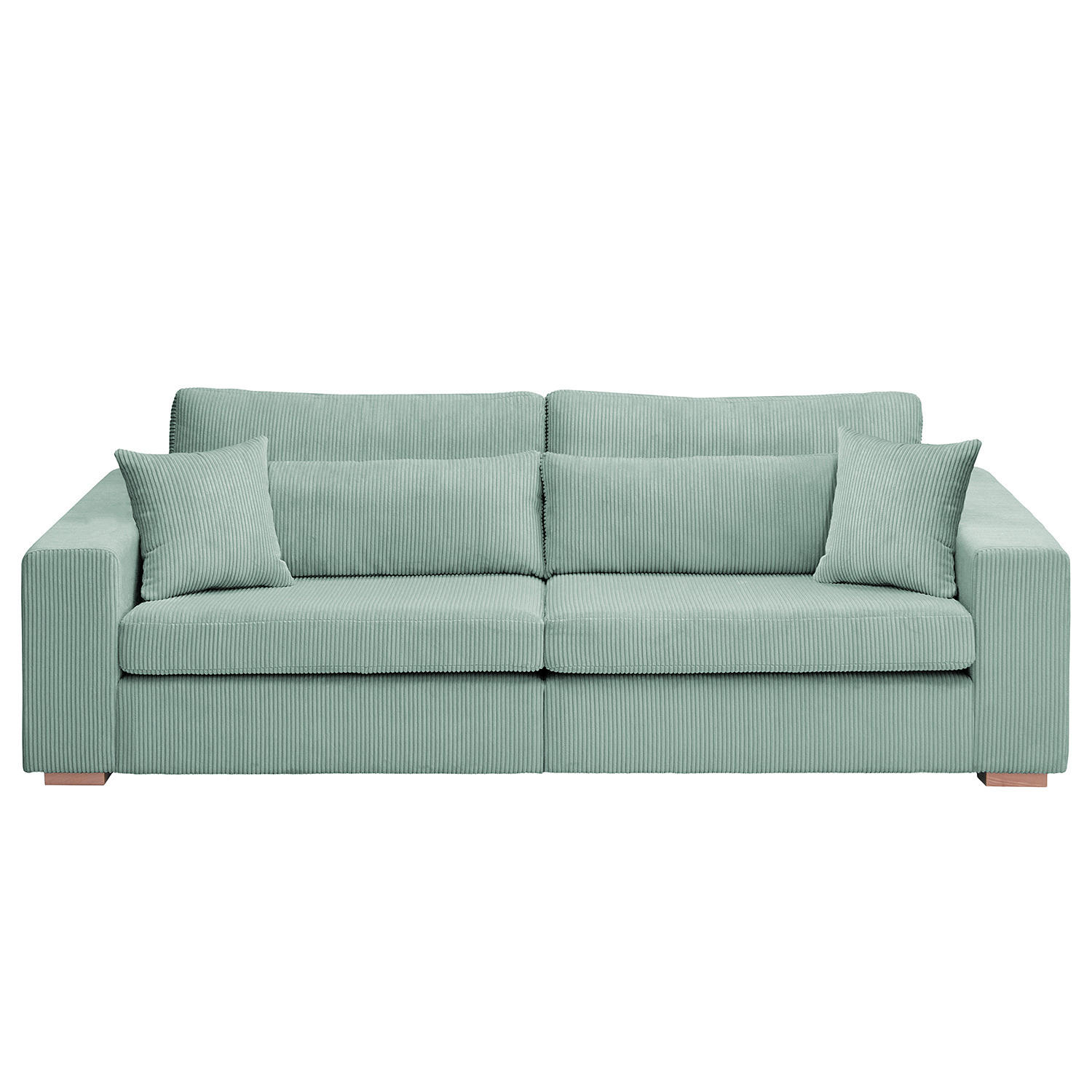 BIG-SOFA - Buchefarben/Hellblau, Holz (254/85/104cm) - home24