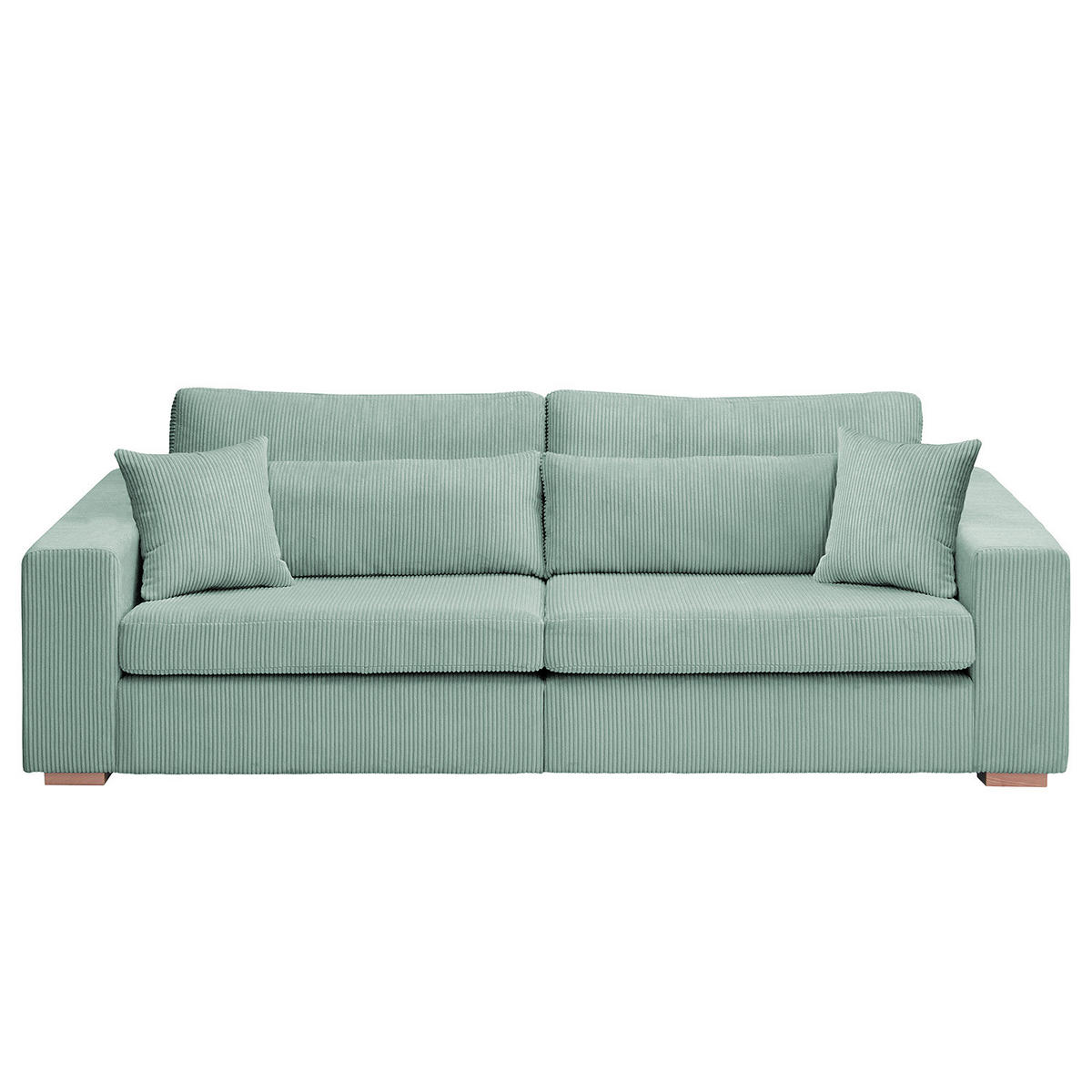 BIG-SOFA - Buchefarben/Hellblau, Holz (254/85/104cm) - home24