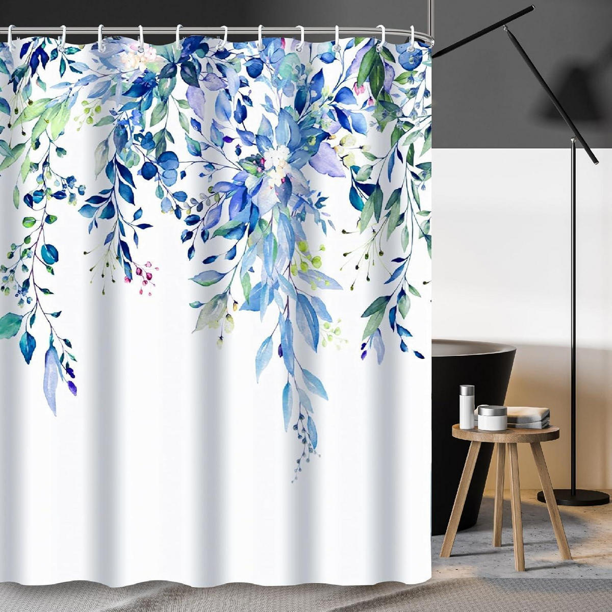 DUSCHVORHANG mit Haken Blau 200 x 240 cm - Blau, Textil (240/200cm)
