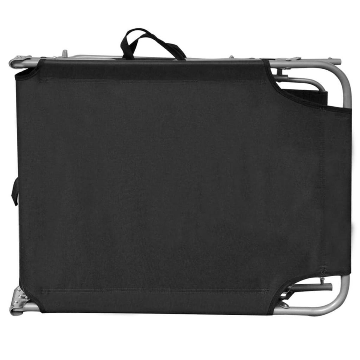 KLAPPLIEGE mit Sonnendach Schwarz Aluminium - Schwarz, Textil (57.5/27/188.5cm) - furnicato