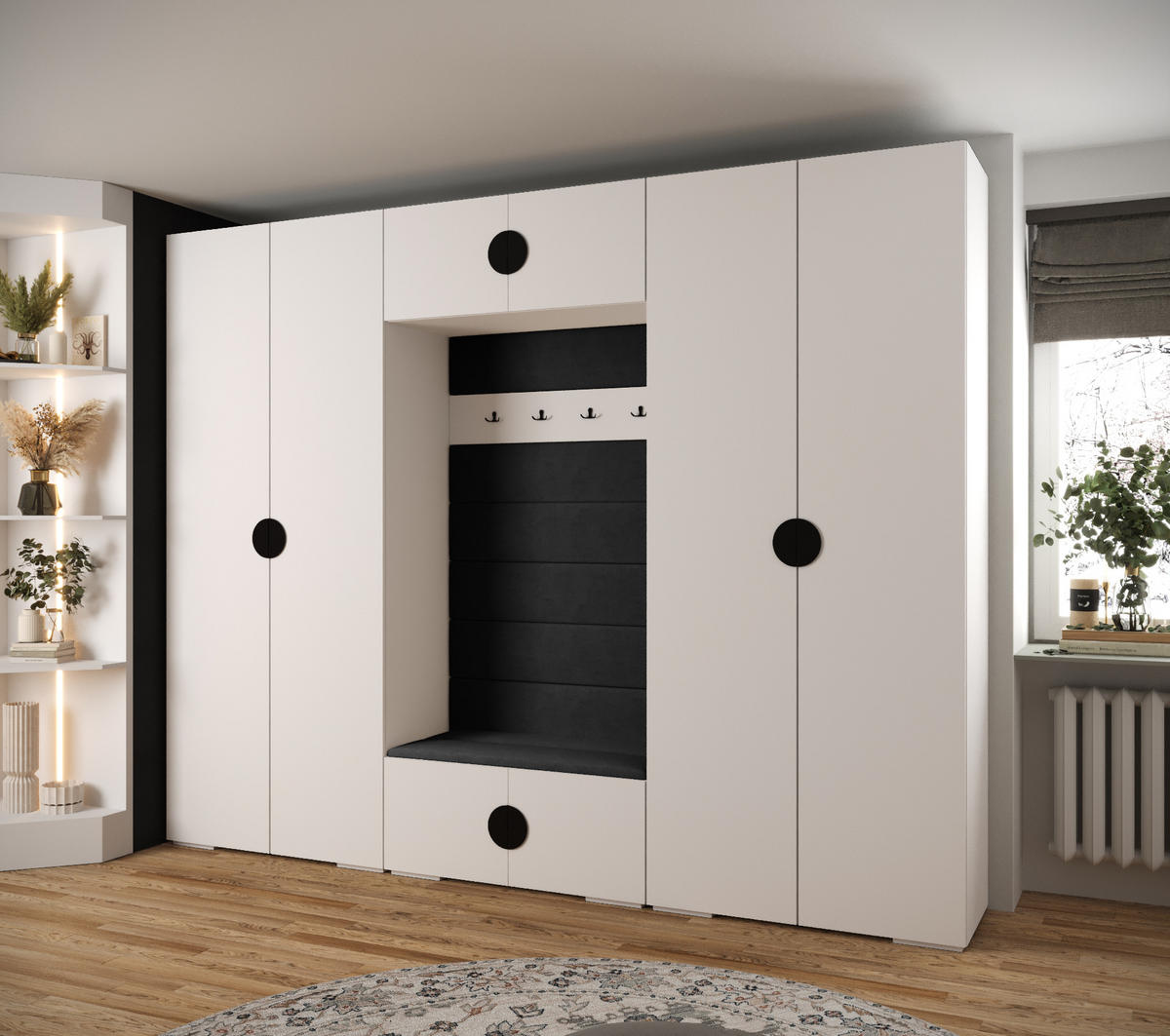 GARDEROBEN-SET 236,7/300/47 - Schwarz/Weiß, Holz/Metall (300/236.7/47cm) - Abiks Möbel