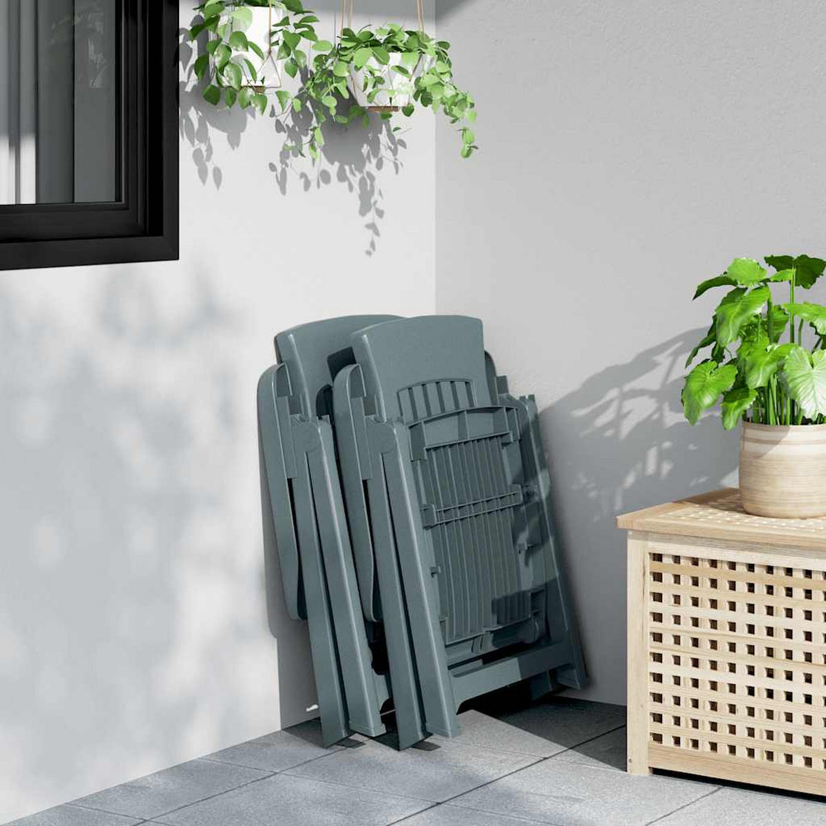 GARTENSTÜHLE 2er Set Verstellbar Grün Pp - Grün, Kunststoff (58/109.5/95.5cm) - vidaXL