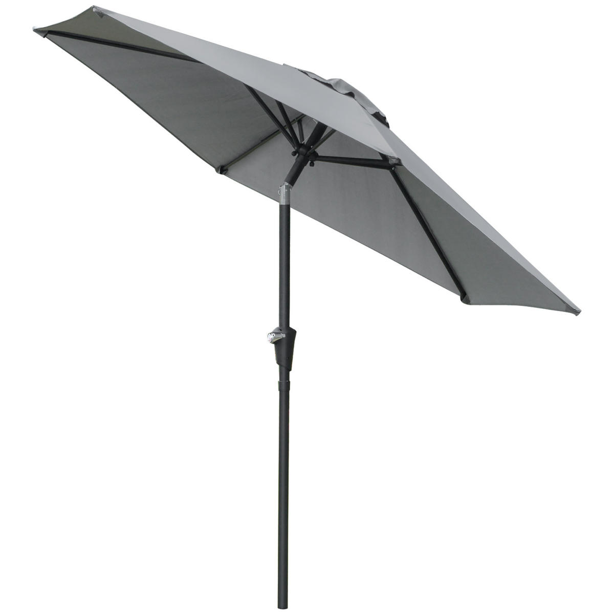 SONNENSCHIRM DE-11369 neigbar, hexagonal, mit Kurbel Grau - Grau, Metall (230/230cm) - ComfortXL