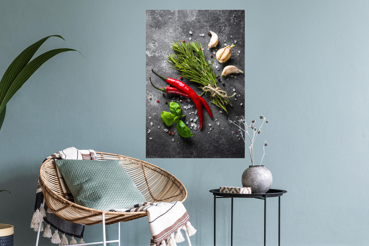 WANDTATTOO Pfeffer - Kräuter - Gewürze - Beton 40x60 cm - Dunkelgrau, Kunststoff (40/60/0.1cm) - MuchoWow