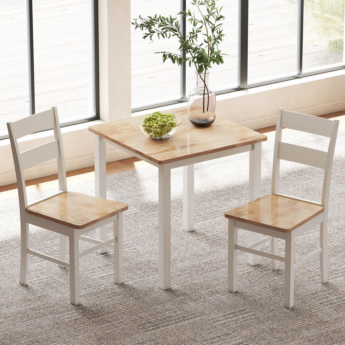 ESSTISCH 69 x 69 cm Esszimmerstühle 2er Set Küchentisch für 2-4 Personen Eiche - Eichefarben/Weiß, Holz (69/75/69cm) - HOMCOM