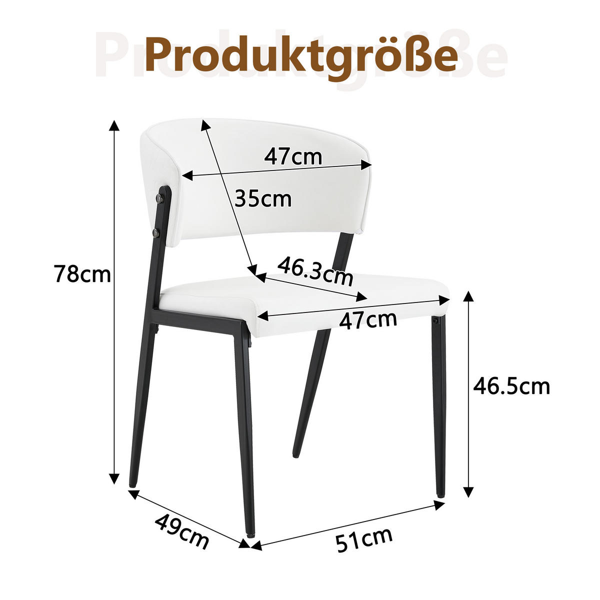 STUHL-SET DE-36686 2 Stück mit Kunstlederbezug und Metallgestell Weiß - Weiß, Metall (49/78/51cm) - ComfortXL