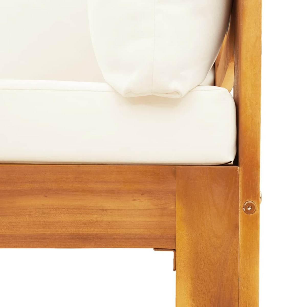 GARTEN-SOFAGARNITUR 4-teilig Mit Kissen Massivholz Akazie - Creme, Holz - vidaXL