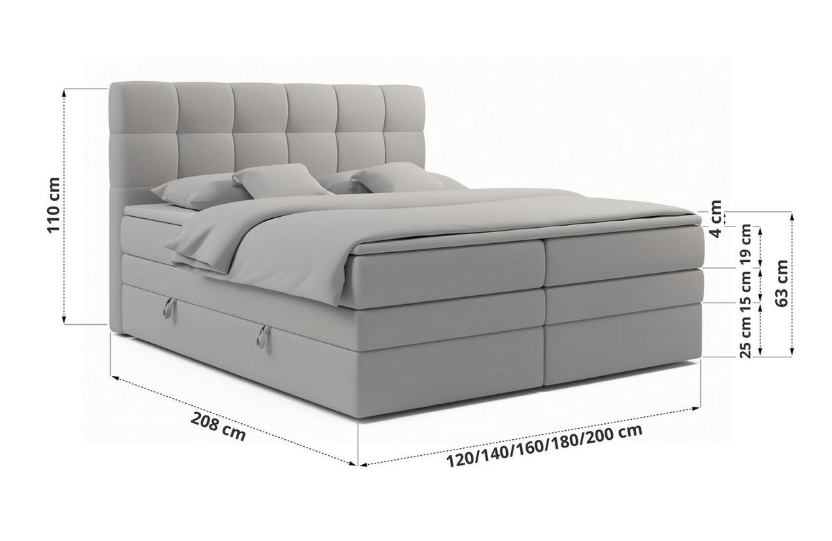 BOXSPRINGBETT LUKA KING 200/200 Braun Kunstleder - H3 - Braun, Holz/Textil (200/200cm) - MKS