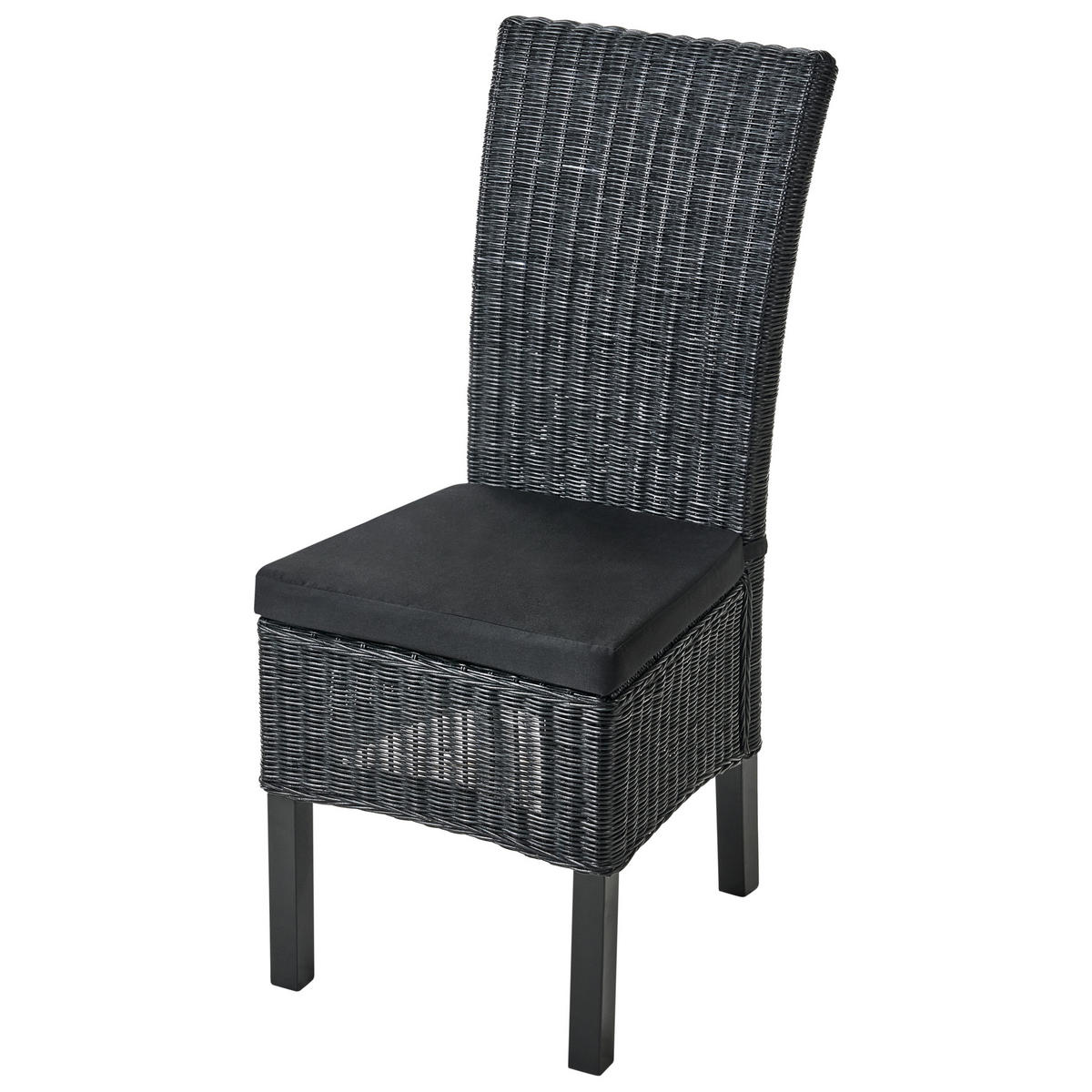 ESSZIMMERSTUHL 2er-Set Schwarz Andes - Schwarz, Naturmaterialen (43/105/50cm) - Beliani