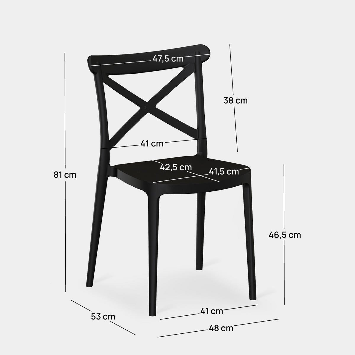 GARTENSTUHL Birk Grau 48 cm x 81 cm 4er-Set - Grau, Kunststoff (48/81/53cm) - Klast Home