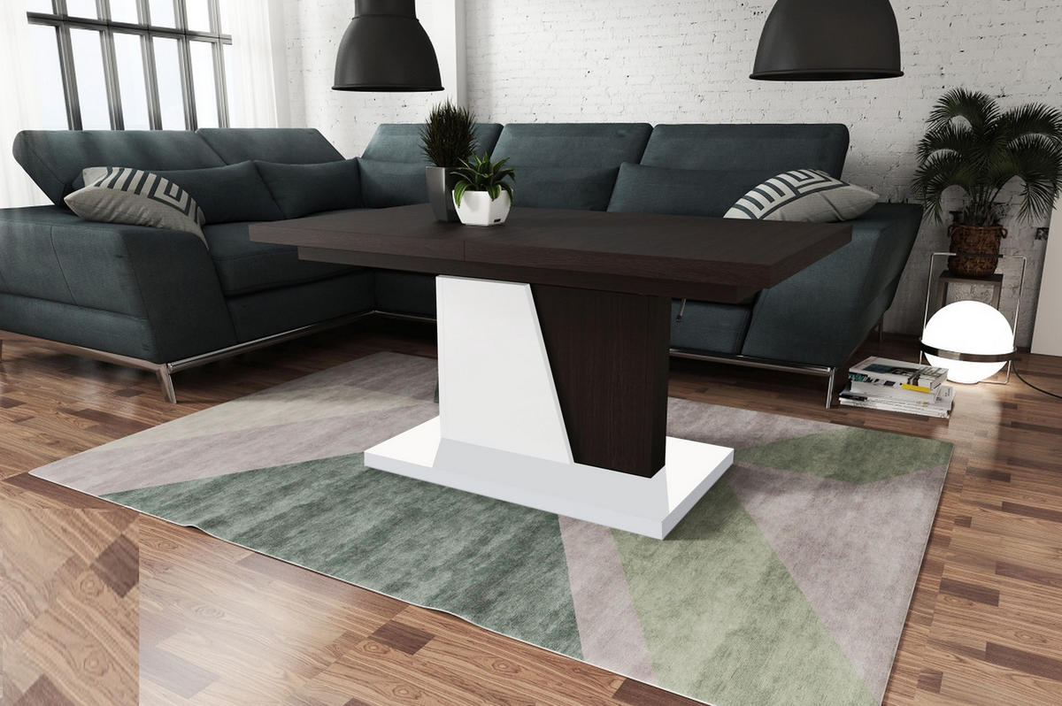 COUCHTISCH rechteckig Walnuss Wenge Weiß ausziehbar höhenverstellbar - Walnussfarben/Weiß, Holzwerkstoff (70/120/60cm) - designimpex