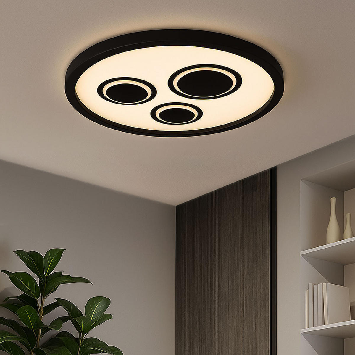 LED DECKENLEUCHTE Schwarz Backlight - Schwarz, Kunststoff (42.3/42.3/3.7cm) - Briloner