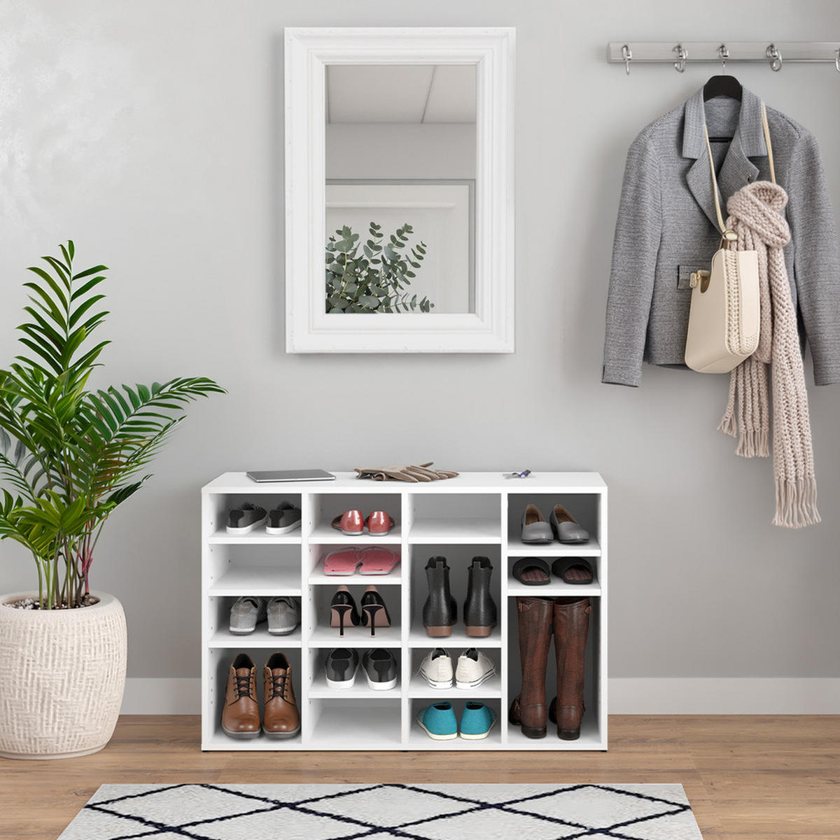 SCHUHREGAL Lysander Weiß 104 x 65.5 cm - Weiß, Holzwerkstoff (104/65.5/30cm) - Vicco