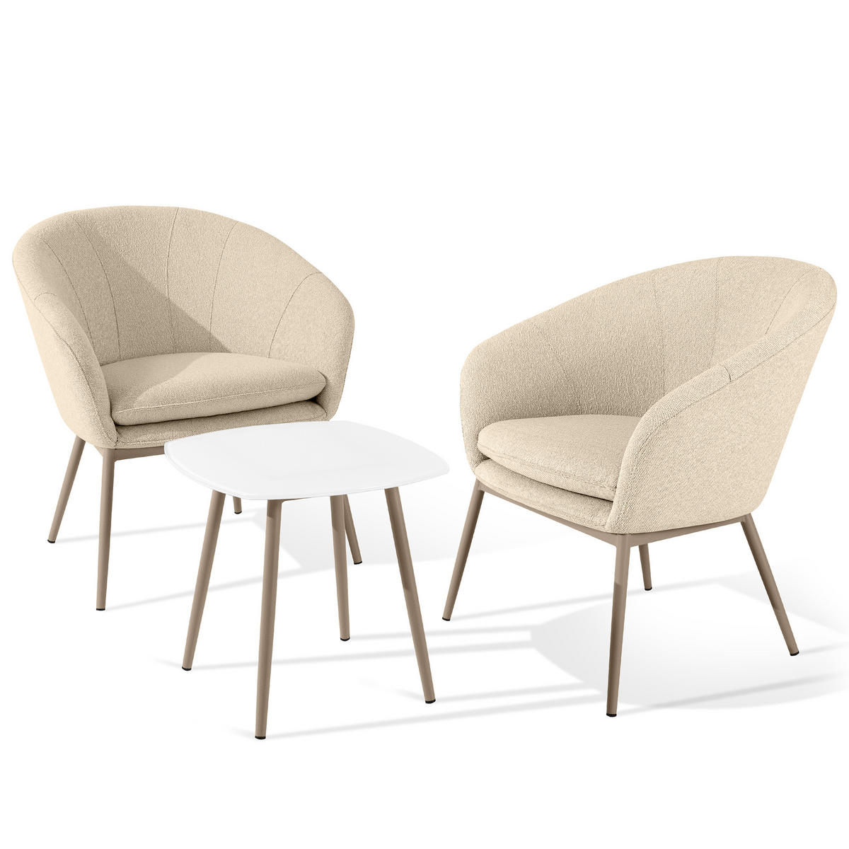 GARTENMÖBELSET SOLIS Gartenlounge-Set, - Creme, Textil/Metall - KONSIMO®