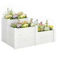HOCHBEET DE-05411 3-stufig, stapelbar, modulares Kunststoff Dunkelgrau - Weiß, Kunststoff (120/64/80cm) - ComfortXL