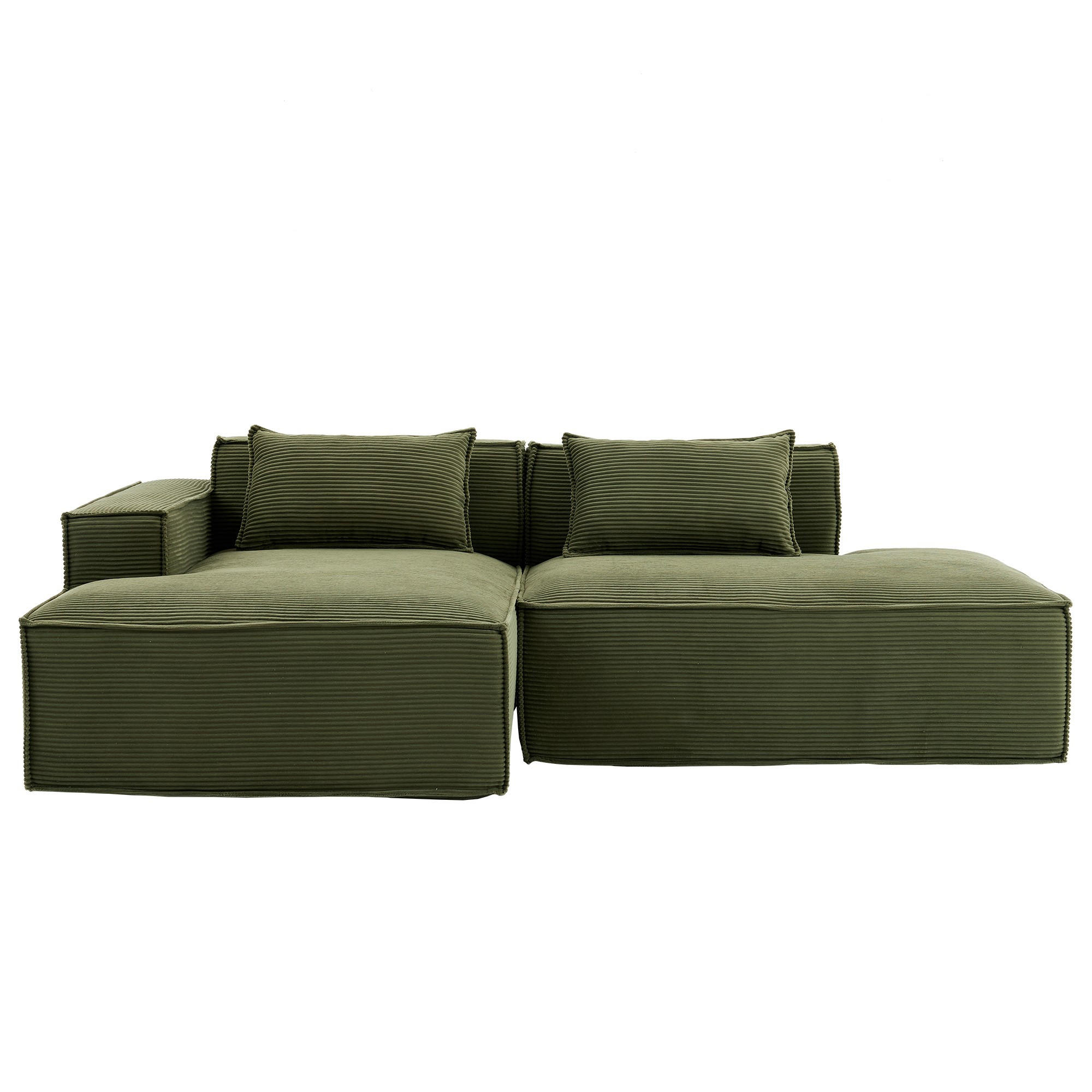 ECKSCHLAFSOFA L-/U-/2-er Sofa mit Schlaffunktion,Modulsofa,Cord,Hellgrün - Hellgrün, Textil (129/233cm) - LVHOM