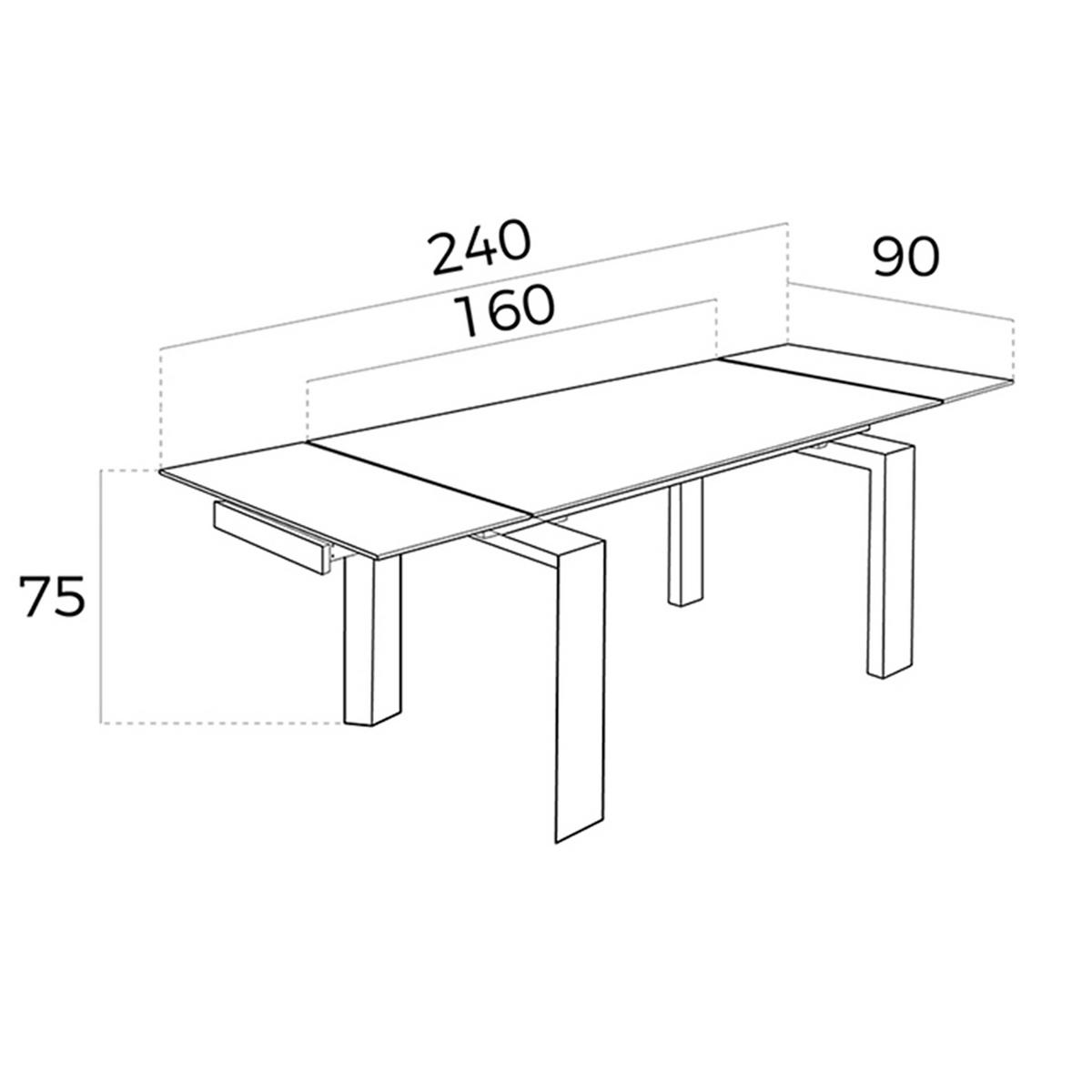 ESSTISCH Rechteckig Walnuss Glas Stahl 160/90/75 cm - Edelstahlfarben/Transparent, Holz (90/160/75cm) - ANGEL CERDA