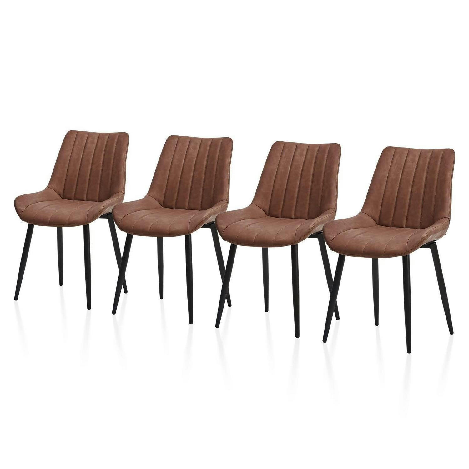 ESSZIMMERSTÜHLE 4er Set Kunstleder Braun mit weichen Kissen - Braun, Kunststoff (53/89/45cm)