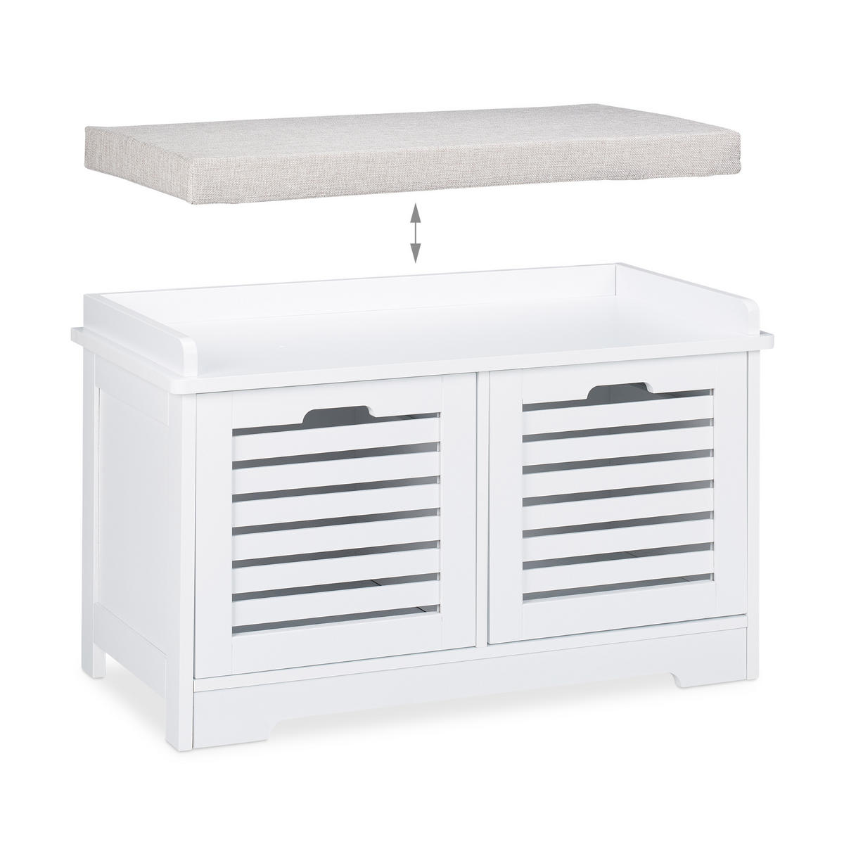 SITZBANK - Weiß, Holzwerkstoff/Textil (72/44/35cm) - Relaxdays