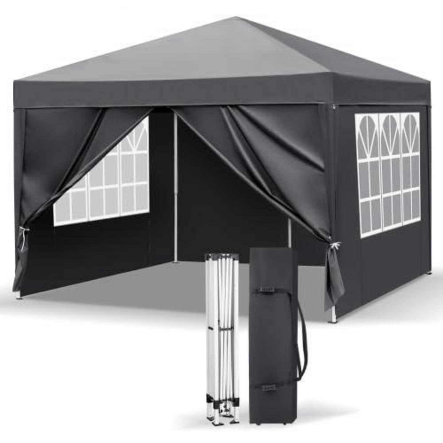 FALTPAVILLON 3 x 3 m Dunkelgrau Wasserdicht UV Schutz - Anthrazit, Metall (255/300/300cm)
