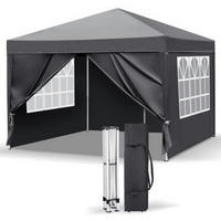 FALTPAVILLON 3 x 3 m Dunkelgrau Wasserdicht UV Schutz - Anthrazit, Metall (255/300/300cm)