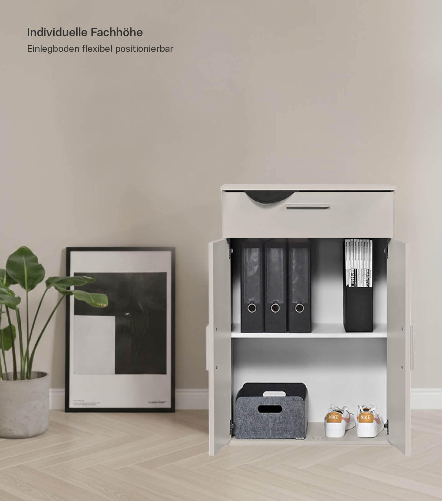 Mokebo MEHRZWECKSCHRANK Beige 60cm × 34cm × 91cm