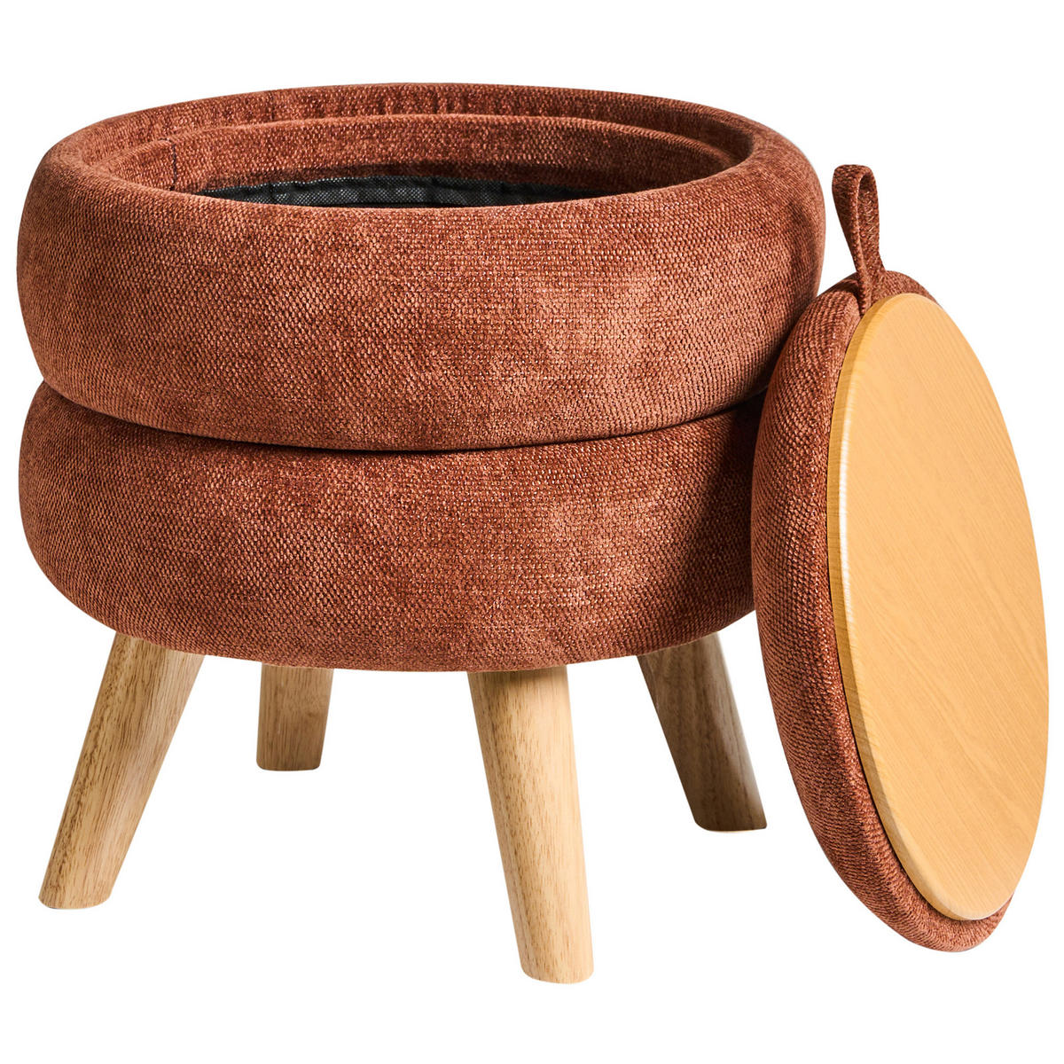 POUF mit Stauraum Chenillegewebe Goldbraun Hawley - Goldfarben, Textil (40/41/40cm) - Beliani
