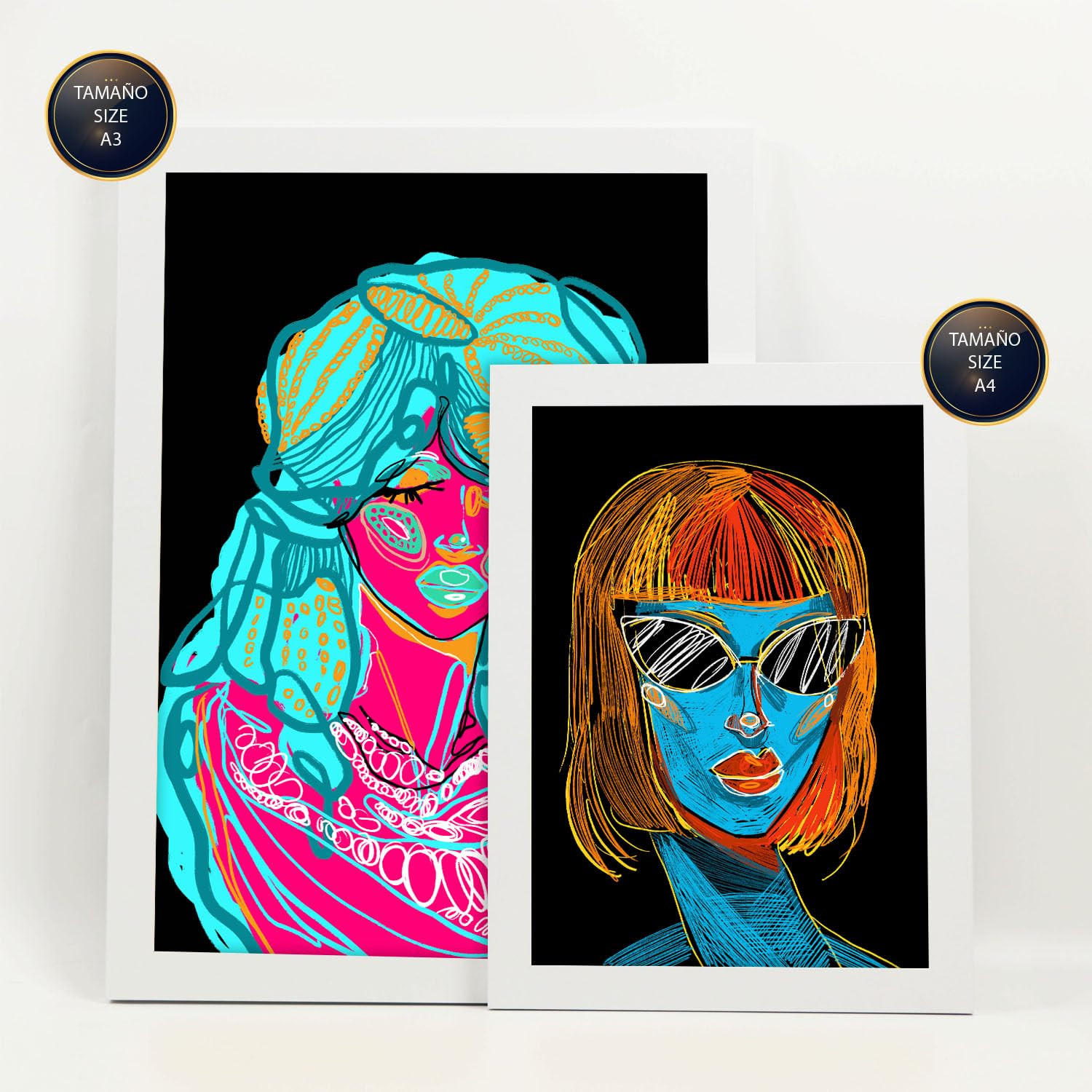 POSTER Set Mit 6 Schönheitstöne 4 In Weibliche Zusammenfassung Ästhetische Dekorative Gemälde Für Ihr Wohnzimmer Zuhause A3 & A4 Weißer Rahmen - Weiß, Papier (29/3cm) - Nacnic