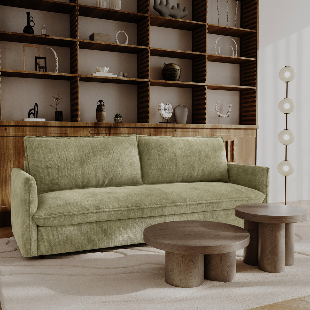 SCHLAFSOFA Express AVA Köpergewebe Vintage-Grün 198cm - Dunkelgrün/Grün, Textil (198/78/100cm) - Premium Interiors