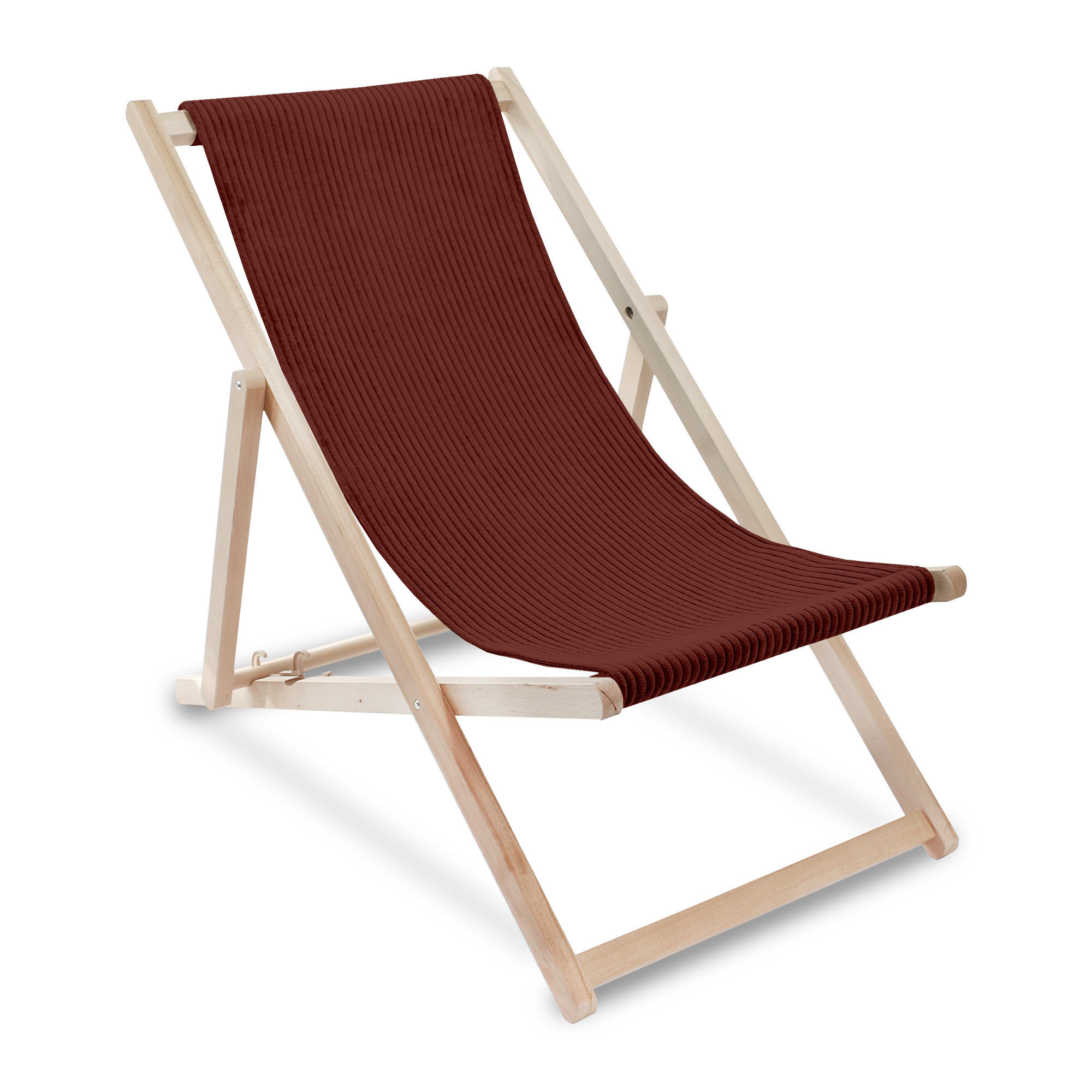 HOLZLIEGESTUHL klappbar Buchenholz Cord-Gewebe Fired Brick M - Rot/Dunkelrot, Holz/Textil (54/85/92cm) - Dreamroots