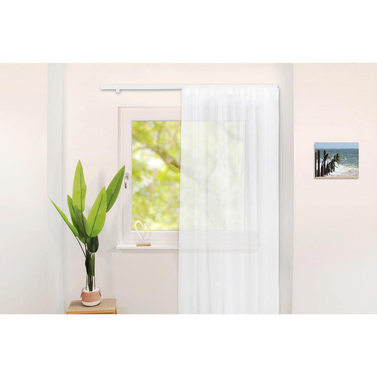 GARDINENSCHIENE 1-lauf Loft 380cm - Weiß, Metall (380cm) - Deco-Raum