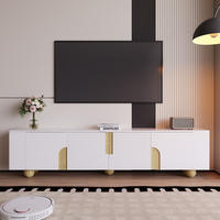 TV-SCHRANK Lowboard 180 cm 4 Türen Marmoroptik - Weiß, Holz (180/44/40cm) - Fortuna Lai