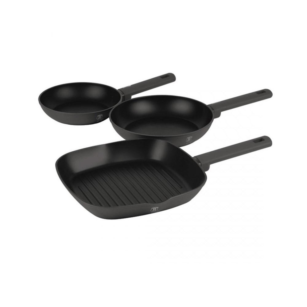 PFANNENSET Schwarz 28/28/4 cm BH8139 - Schwarz, Metall - Berlinger Haus