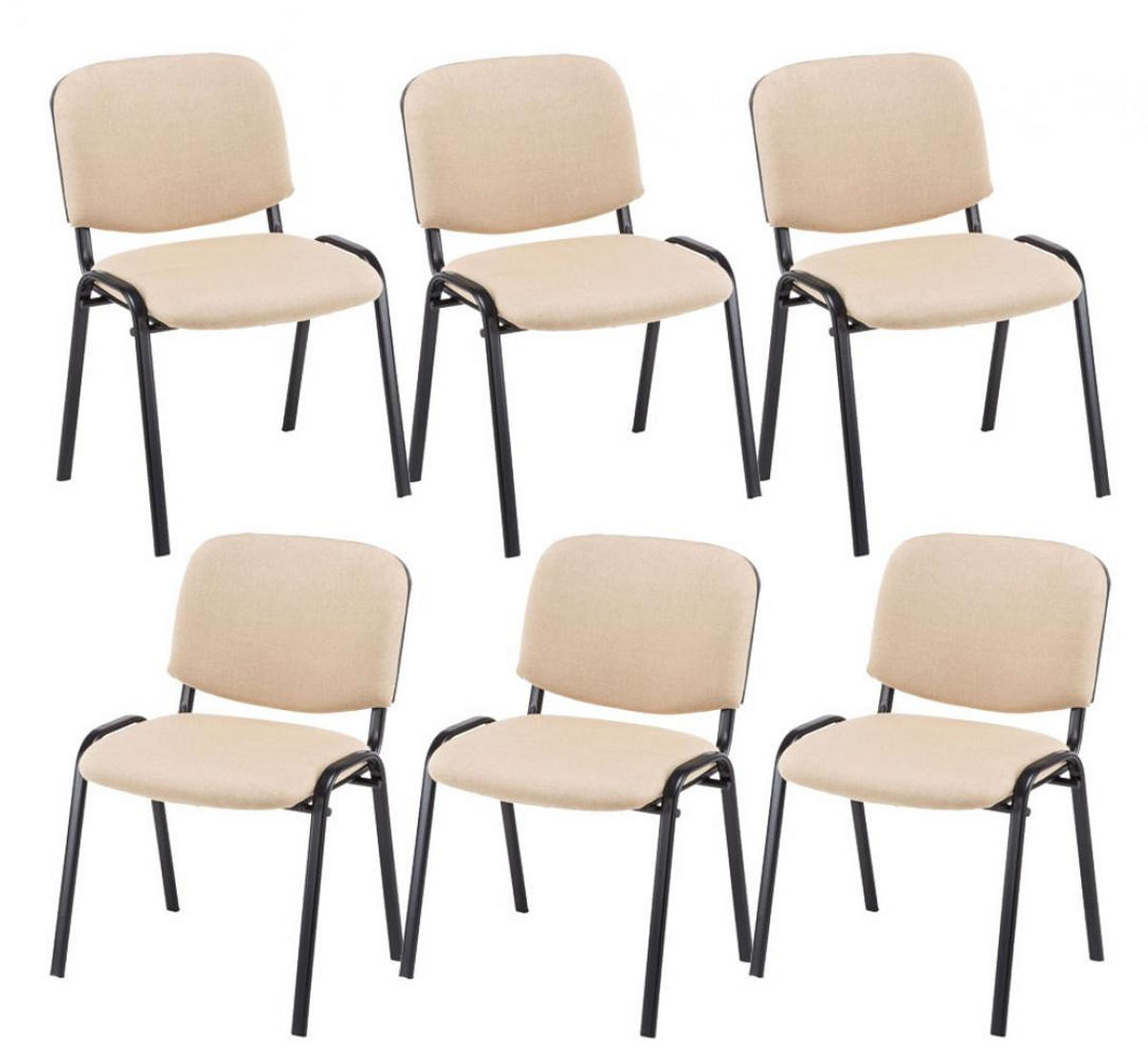 BESUCHERSTUHL 6er Set Stoff creme - Creme/Schwarz, Textil/Metall (53/83/53cm) - CLP