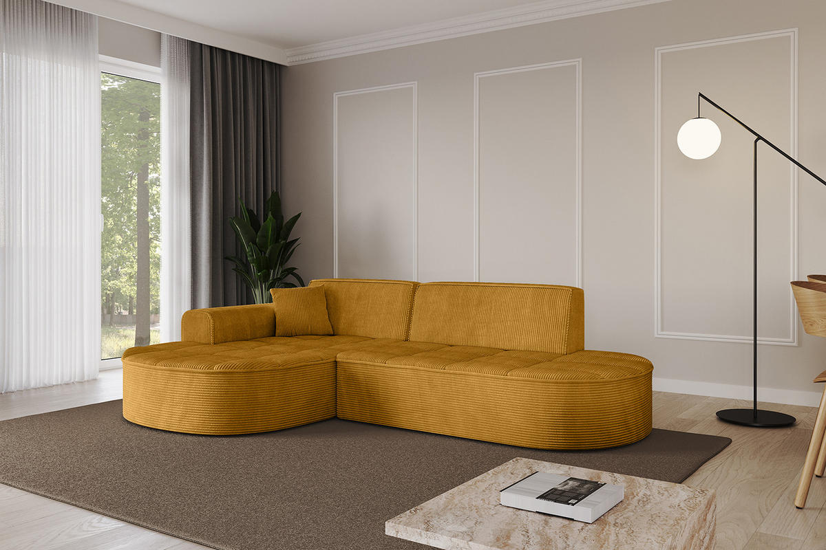 ECKSOFA Ottomane Links TARO-L1 - 243x171x79,5 cm Senfgelb - Currygelb/Gelb, Holzwerkstoff/Textil (243/171cm) - ALTDECOR