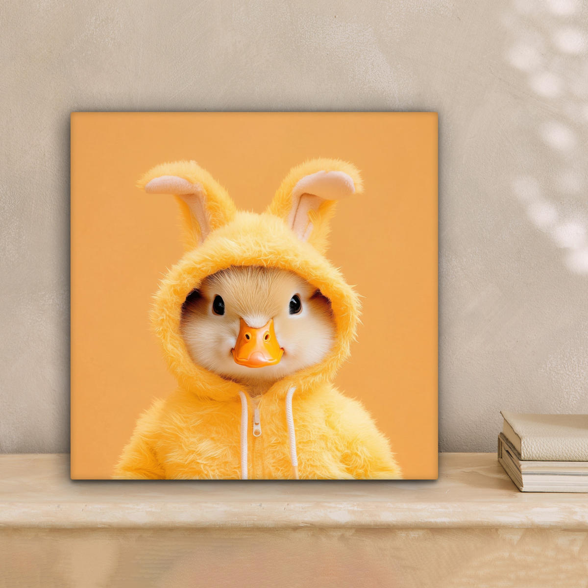 LEINWANDBILD Osterhase - Kostüm - Ente Deko Wohnzimmer 20x20 cm - Gelb, Textil (20/20cm) - MuchoWow