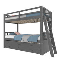 ETAGENBETT mit Ausziehbett und 3 Schubladen 90x200 cm Kiefer Grau - Grau, Holzwerkstoff (90/200cm) - Beauniv