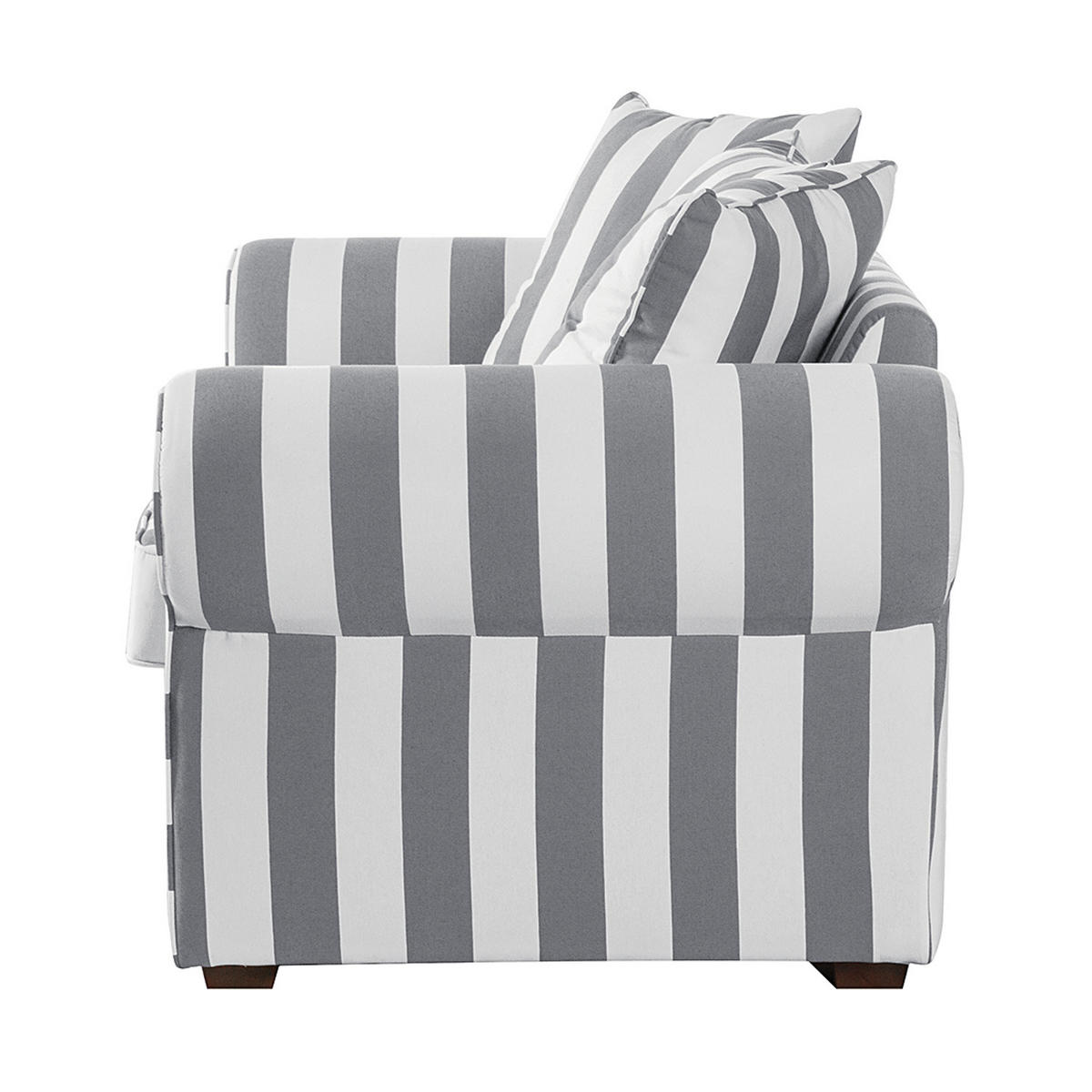 2-SITZER SOFA - Webstoff - gestreift - Dunkelbraun/Grau, Buchenholz/Textil (187/88/88cm) - home24