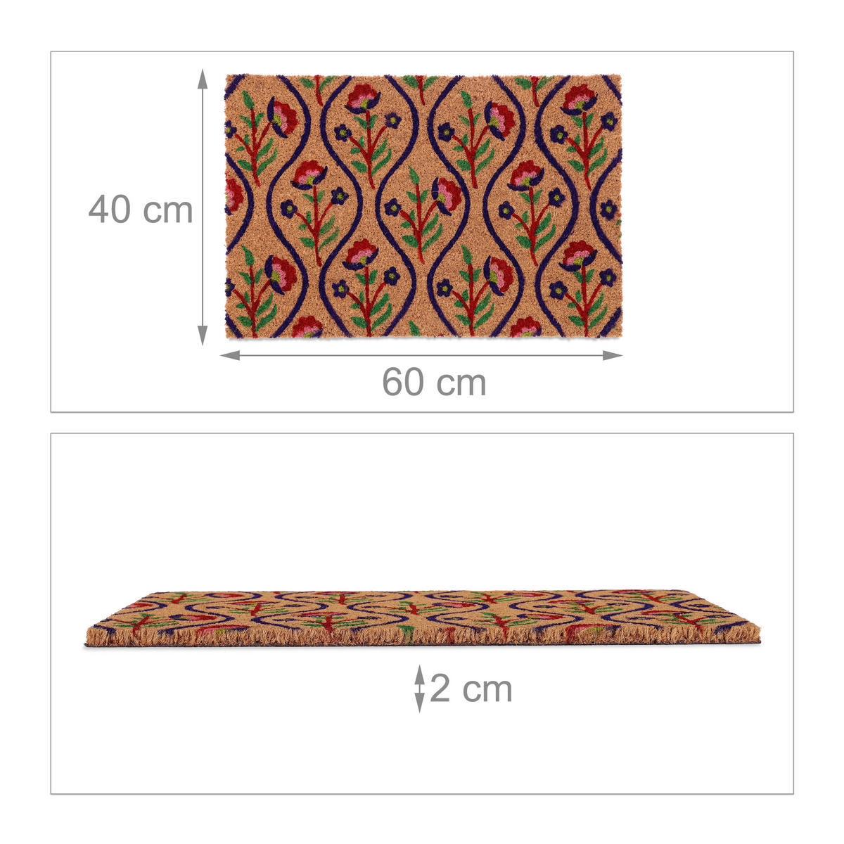 FUSSMATTE - Multicolor, Kunststoff/Textil (60/40cm) - Relaxdays