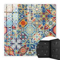 SCHLÜSSELBOX Schwarz 30x30 cm- Türöffnung nach rechts - Farbenfrohes Mosaik - Blau, Metall (30/30/5cm) - TULUP