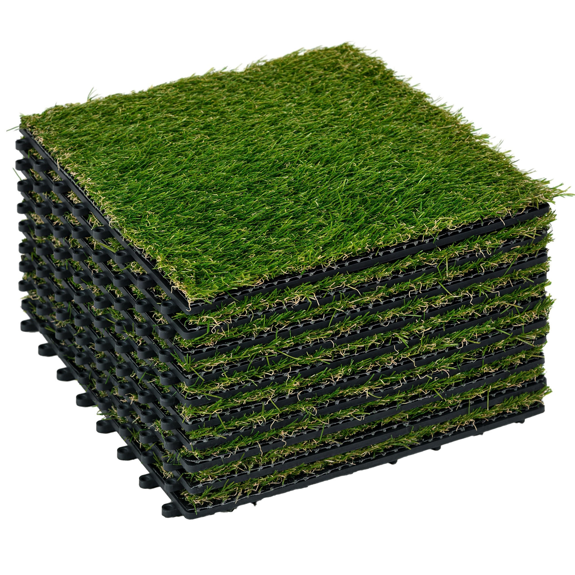 KUNSTRASENPLATTEN 10er-Set DE-13759 30x30 cm Grün - Grün, Kunststoff (30/30/3cm) - ComfortXL