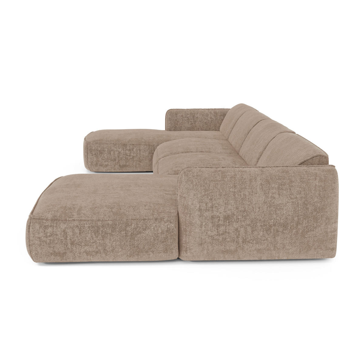 WOHNLANDSCHAFT Rastervelours Taupe 346cm - Taupe, Textil (346/76/166cm) - Sia Home