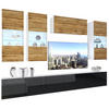 WOHNZIMMERWAND Schrankwand mit LED Wotan Eiche / Schwarz - Eiche Wotan/Schwarz, Holz (300/180/36cm) - B BELINI GROUP