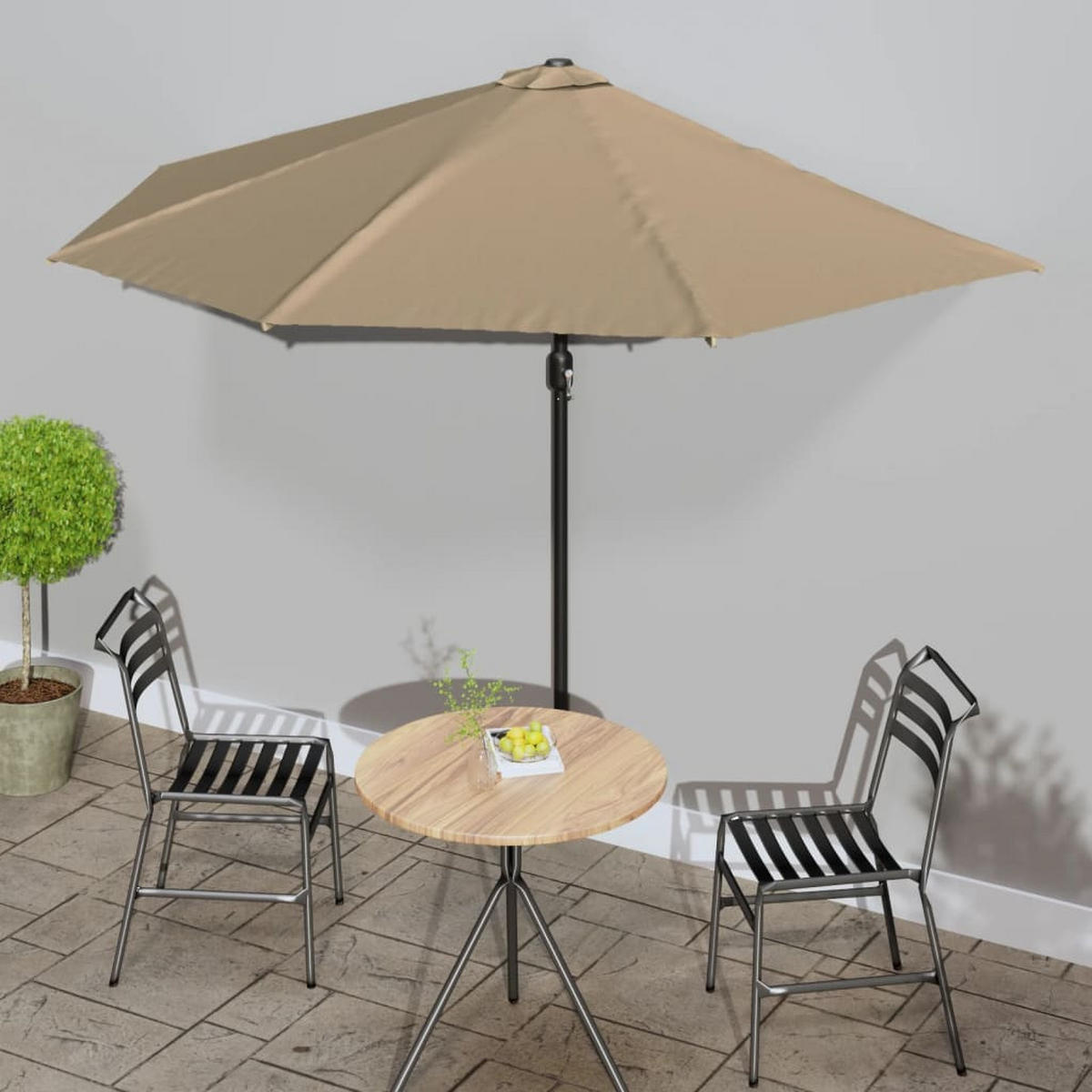 BALKON-SONNENSCHIRM mit Alu-Mast Taupe 300x155 cm Halbrund - Taupe, Metall (155/300cm) - furnicato