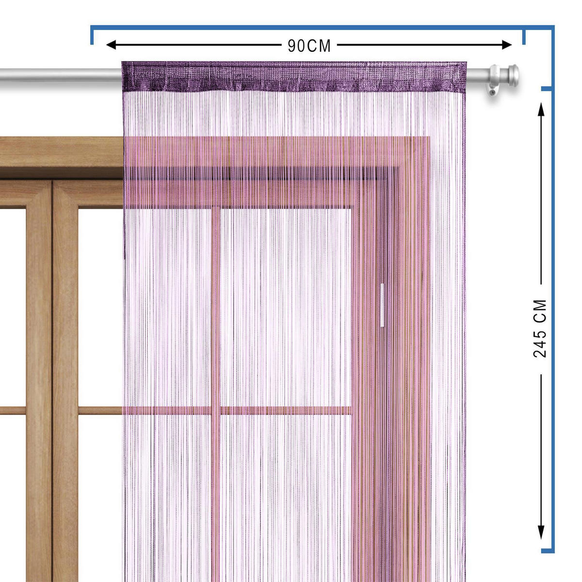 FADENVORHANG lila 245/90 cm Stangendurchzug kürzbar - Lila, Textil (90/245/1cm) - wometo