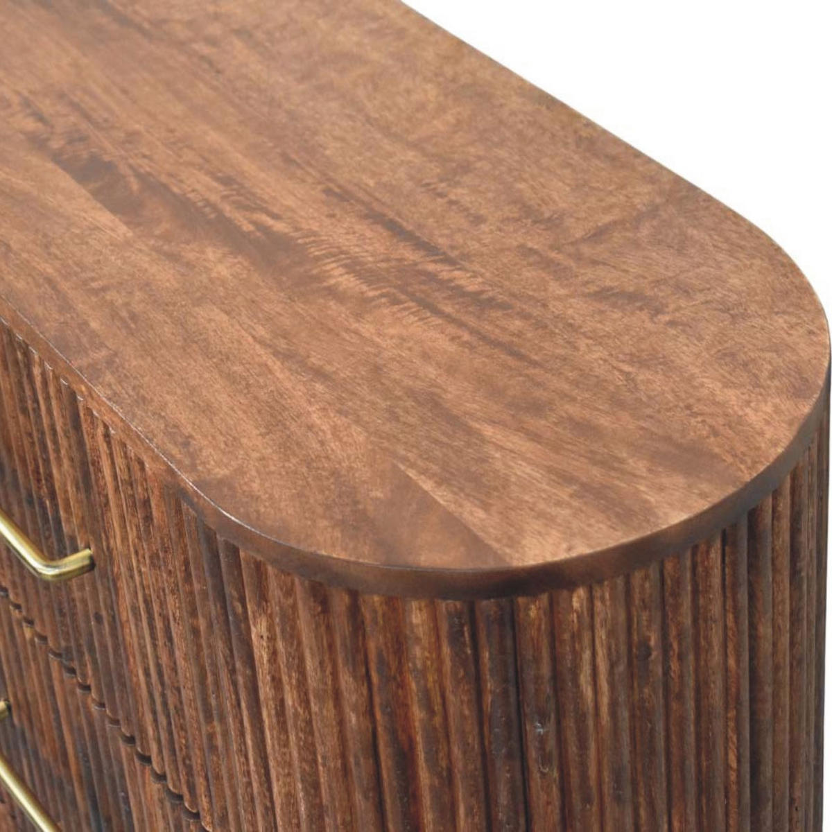 KOMMODE mit Roasted-Almond-Finish, 6 Schubladen, T-Bar-Griffe, geröstetes Braun - Goldfarben/Braun, Holz/Metall (135/79/35cm) - Artisan Furniture