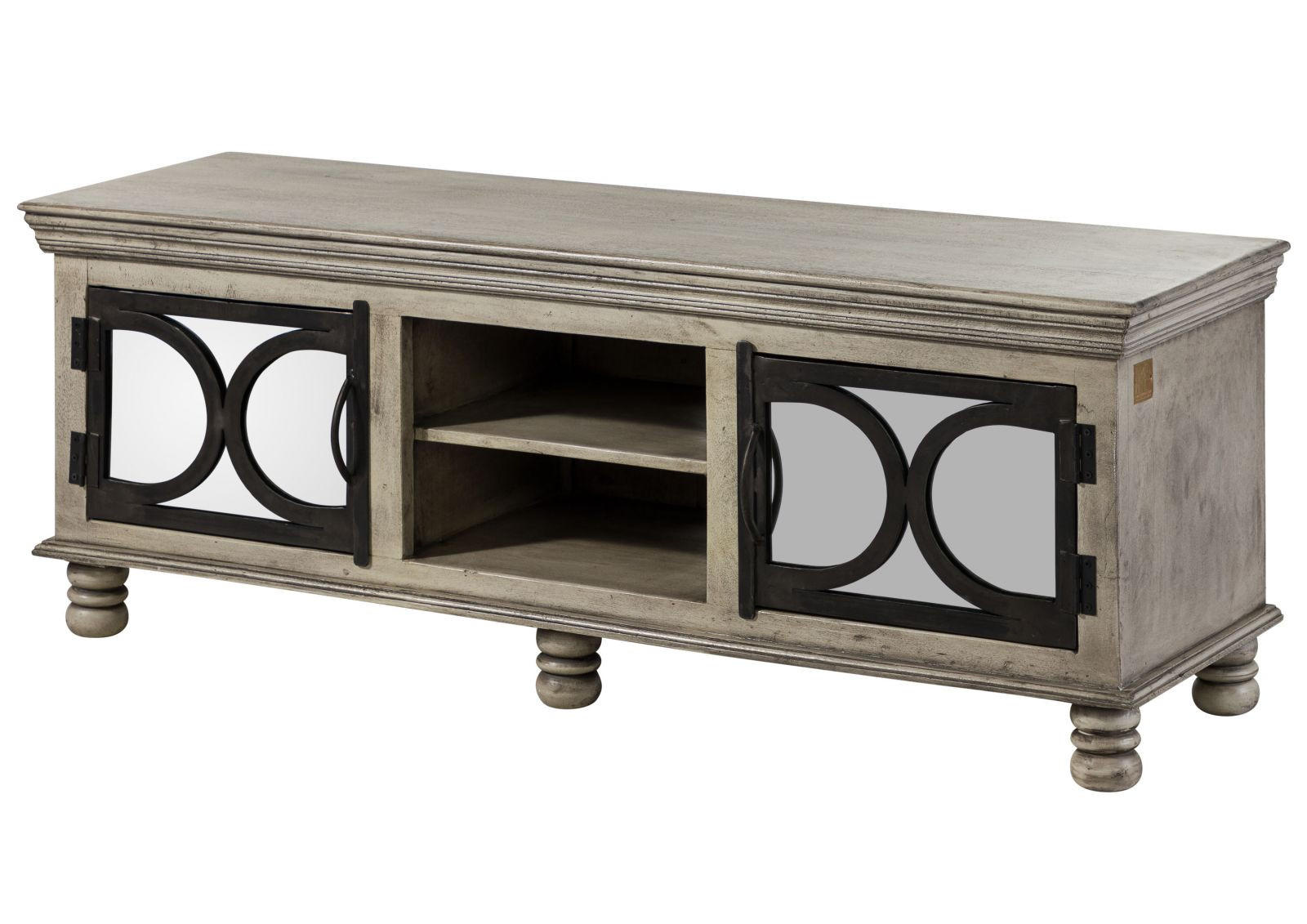 TV-BOARD Mango 150x45x55 grau lackiert HERMITAGE #011 - Grau, Holz (150/55/45cm) - Massivmoebel24