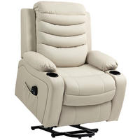 RELAXSESSEL aus PU-Leder Cremeweiß - Creme/Schwarz, Leder/Metall (93/100/95.5cm) - HOMCOM