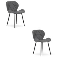 STUHL Grau 46x53 cm MANGO Ökoleder 2 Stück - Grau, Kunststoff (46/41/53cm)